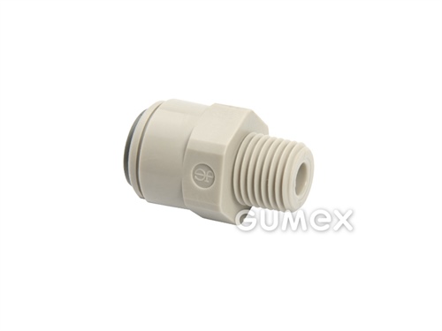 Gerade Kupplung JOHN GUEST, für Rohr 3/8", Außengewinde BSPT 1/4", O-Ring NBR, Acetalcopolymer, grau, 